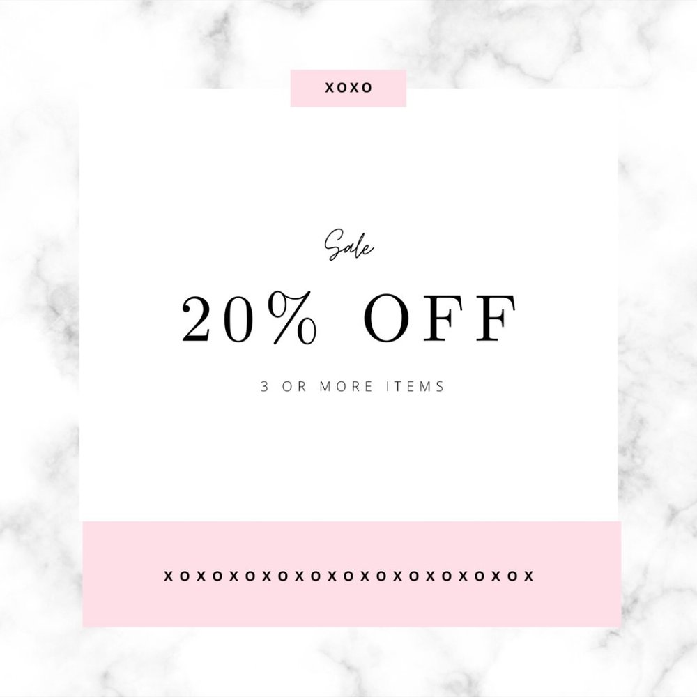 Bundle 3 or more items and receive 20% off